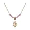 thumbnail image 1 of 18-Inch Hamilton Gold Plated Necklace with 4mm Light Rose Pink October Birth Month Stone Beads and Saint Kenneth Charm, 1 of 1