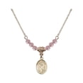 thumbnail image 1 of 18-Inch Hamilton Gold Plated Necklace with 4mm Light Rose Pink October Birth Month Stone Beads and Saint Kilian Charm, 1 of 1