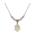 thumbnail image 1 of 18-Inch Hamilton Gold Plated Necklace with 4mm Light Rose Pink October Birth Month Stone Beads and Seven Gifts Charm, 1 of 1