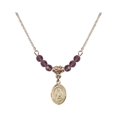 thumbnail image 1 of 18-Inch Hamilton Gold Plated Necklace with 4mm Purple February Birth Month Stone Beads and Saint Agnes of Rome Charm, 1 of 1
