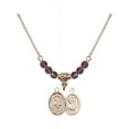 thumbnail image 1 of 18-Inch Hamilton Gold Plated Necklace with 4mm Purple February Birth Month Stone Beads and Saint Christopher/Dance Charm, 1 of 1