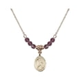 thumbnail image 1 of 18-Inch Hamilton Gold Plated Necklace with 4mm Purple February Birth Month Stone Beads and Saint Christopher/Football Charm, 1 of 1