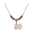 thumbnail image 1 of 18-Inch Hamilton Gold Plated Necklace with 4mm Purple February Birth Month Stone Beads and Saint Christopher/Volleyball Charm, 1 of 1