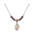 thumbnail image 1 of 18-Inch Hamilton Gold Plated Necklace with 4mm Purple February Birth Month Stone Beads and Saint Eustachius Charm, 1 of 1
