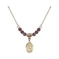 thumbnail image 1 of 18-Inch Hamilton Gold Plated Necklace with 4mm Purple February Birth Month Stone Beads and Saint Felicity Charm, 1 of 1