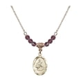 thumbnail image 1 of 18-Inch Hamilton Gold Plated Necklace with 4mm Purple February Birth Month Stone Beads and Saint Gerard Charm, 1 of 1