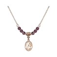 thumbnail image 1 of 18-Inch Hamilton Gold Plated Necklace with 4mm Purple February Birth Month Stone Beads and Saint Jacob of Nisibis Charm, 1 of 1