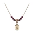 thumbnail image 1 of 18-Inch Hamilton Gold Plated Necklace with 4mm Purple February Birth Month Stone Beads and Saint James the Greater Charm, 1 of 1