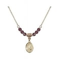 thumbnail image 1 of 18-Inch Hamilton Gold Plated Necklace with 4mm Purple February Birth Month Stone Beads and Saint John Bosco Charm, 1 of 1