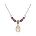 thumbnail image 1 of 18-Inch Hamilton Gold Plated Necklace with 4mm Purple February Birth Month Stone Beads and Saint Pauline Visintainer Charm, 1 of 1