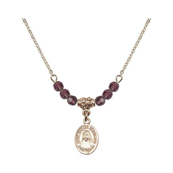 18-Inch Hamilton Gold Plated Necklace with 4mm Purple February Birth Month Stone Beads and Saint Pauline Visintainer Charm
