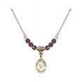 thumbnail image 1 of 18-Inch Hamilton Gold Plated Necklace with 4mm Purple February Birth Month Stone Beads and Saint Peter Canisius Charm, 1 of 1