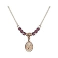 thumbnail image 1 of 18-Inch Hamilton Gold Plated Necklace with 4mm Purple February Birth Month Stone Beads and Saint Sebastian/Cheerleading Charm, 1 of 1
