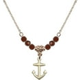 thumbnail image 1 of 18-Inch Hamilton Gold Plated Necklace with 4mm Red January Birth Month Stone Beads and Anchor Charm, 1 of 1