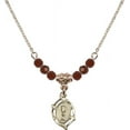 thumbnail image 1 of 18-Inch Hamilton Gold Plated Necklace with 4mm Red January Birth Month Stone Beads and Communion Charm, 1 of 1