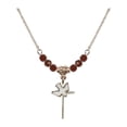 thumbnail image 1 of 18-Inch Hamilton Gold Plated Necklace with 4mm Red January Birth Month Stone Beads and Cross / Holy Spirit Charm, 1 of 1