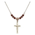 thumbnail image 1 of 18-Inch Hamilton Gold Plated Necklace with 4mm Red January Birth Month Stone Beads and Crucifix Charm, 1 of 1