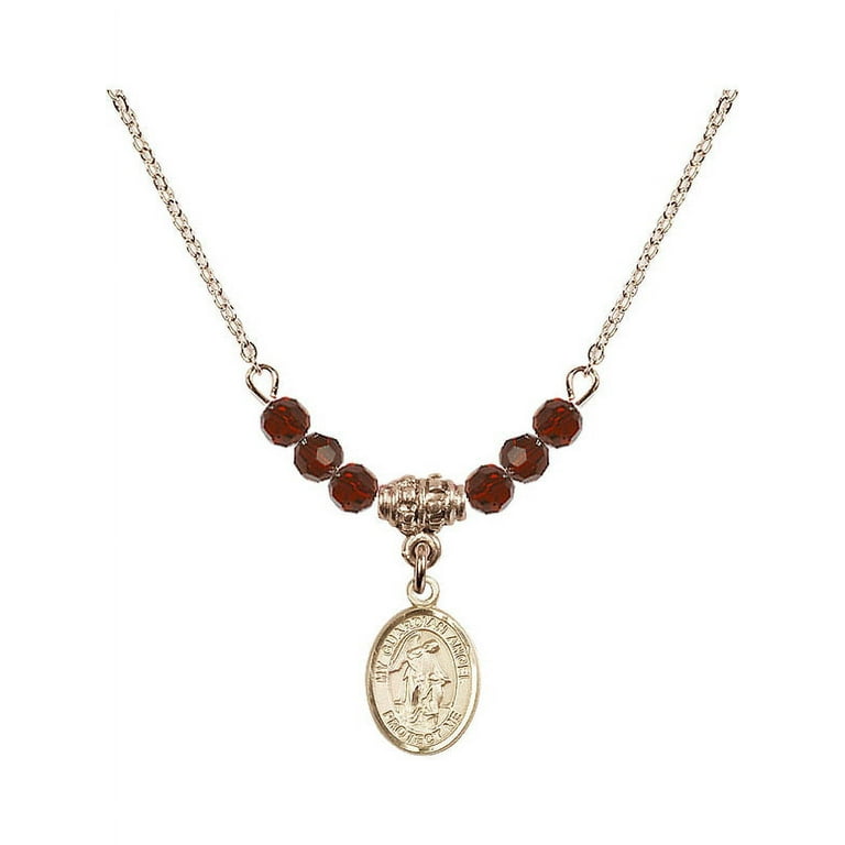 18-Inch Hamilton Gold Plated Necklace with 4mm Red January Birth