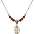 thumbnail image 1 of 18-Inch Hamilton Gold Plated Necklace with 4mm Red January Birth Month Stone Beads and Matrimony Charm, 1 of 1