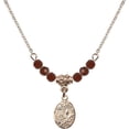 thumbnail image 1 of 18-Inch Hamilton Gold Plated Necklace with 4mm Red January Birth Month Stone Beads and Miraculous Charm, 1 of 1