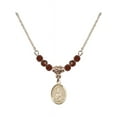 thumbnail image 1 of 18-Inch Hamilton Gold Plated Necklace with 4mm Red January Birth Month Stone Beads and Our Lady of Prompt Succor Charm, 1 of 1