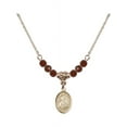 thumbnail image 1 of 18-Inch Hamilton Gold Plated Necklace with 4mm Red January Birth Month Stone Beads and Our Lady of the Railroad Charm, 1 of 1