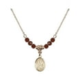 thumbnail image 1 of 18-Inch Hamilton Gold Plated Necklace with 4mm Red January Birth Month Stone Beads and Saint Alphonsus Charm, 1 of 1