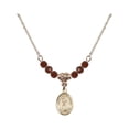 thumbnail image 1 of 18-Inch Hamilton Gold Plated Necklace with 4mm Red January Birth Month Stone Beads and Saint Dominic Savio Charm, 1 of 1