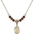 thumbnail image 1 of 18-Inch Hamilton Gold Plated Necklace with 4mm Red January Birth Month Stone Beads and Saint Patrick Charm, 1 of 1