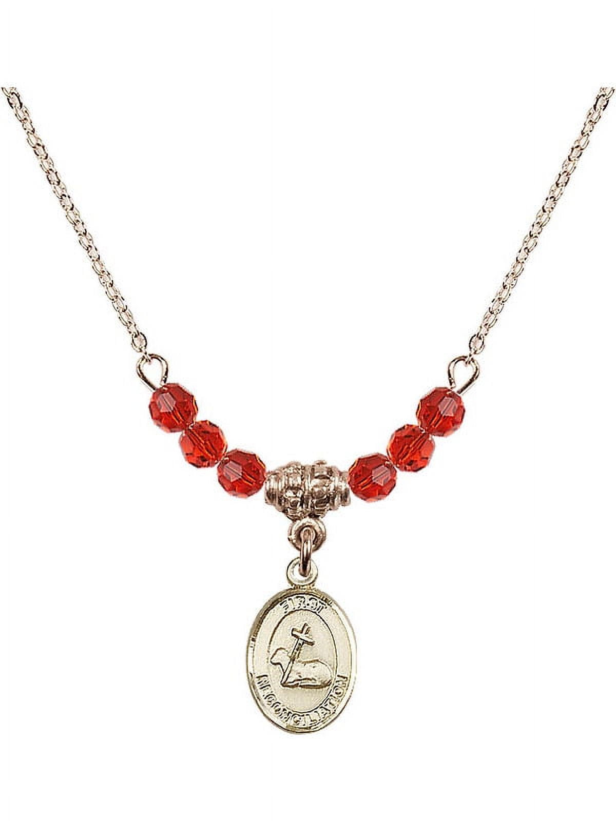 Bonyak Jewelry 18 Inch Hamilton Gold Plated Necklace w/ 6mm Blue December B Bonyak Jewelry 18 Inch Hamilton Gold Plated Necklace w⁄ 6mm Red