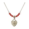 thumbnail image 1 of 18-Inch Hamilton Gold Plated Necklace with 4mm Red July Birth Month Stone Beads and Graduation Heart Charm, 1 of 1