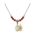 thumbnail image 1 of 18-Inch Hamilton Gold Plated Necklace with 4mm Red July Birth Month Stone Beads and Miraculous Charm, 1 of 1