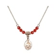 thumbnail image 1 of 18-Inch Hamilton Gold Plated Necklace with 4mm Red July Birth Month Stone Beads and Pope Francis Charm, 1 of 1