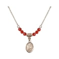 thumbnail image 1 of 18-Inch Hamilton Gold Plated Necklace with 4mm Red July Birth Month Stone Beads and Saint Adrian of Nicomedia Charm, 1 of 1