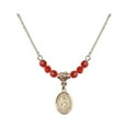 thumbnail image 1 of 18-Inch Hamilton Gold Plated Necklace with 4mm Red July Birth Month Stone Beads and Saint Catherine of Alexandria Charm, 1 of 1