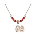thumbnail image 1 of 18-Inch Hamilton Gold Plated Necklace with 4mm Red July Birth Month Stone Beads and Saint Christopher/Ice Hockey Charm, 1 of 1