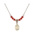 thumbnail image 1 of 18-Inch Hamilton Gold Plated Necklace with 4mm Red July Birth Month Stone Beads and Saint Elizabeth of Hungary Charm, 1 of 1