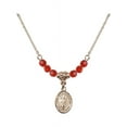 thumbnail image 1 of 18-Inch Hamilton Gold Plated Necklace with 4mm Red July Birth Month Stone Beads and Saint Ivo of Kelmartin Charm, 1 of 1