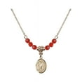 thumbnail image 1 of 18-Inch Hamilton Gold Plated Necklace with 4mm Red July Birth Month Stone Beads and Saint Justin Charm, 1 of 1