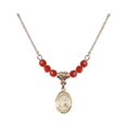 thumbnail image 1 of 18-Inch Hamilton Gold Plated Necklace with 4mm Red July Birth Month Stone Beads and Saint Raphael the Archangel Charm, 1 of 1