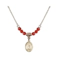 thumbnail image 1 of 18-Inch Hamilton Gold Plated Necklace with 4mm Red July Birth Month Stone Beads and Saint Timothy Charm, 1 of 1