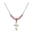 thumbnail image 1 of 18-Inch Hamilton Gold Plated Necklace with 4mm Rose Pink October Birth Month Stone Beads and Cross Charm, 1 of 1