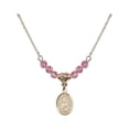 thumbnail image 1 of 18-Inch Hamilton Gold Plated Necklace with 4mm Rose Pink October Birth Month Stone Beads and Our Lady of Prompt Succor Charm, 1 of 1