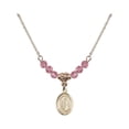 thumbnail image 1 of 18-Inch Hamilton Gold Plated Necklace with 4mm Rose Pink October Birth Month Stone Beads and Saint Aaron Charm, 1 of 1