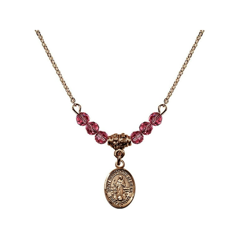 18-Inch Hamilton Gold Plated Necklace with 4mm Rose Pink October
