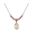 thumbnail image 1 of 18-Inch Hamilton Gold Plated Necklace with 4mm Rose Pink October Birth Month Stone Beads and Saint Christopher/Football Charm, 1 of 1
