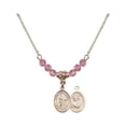 thumbnail image 1 of 18-Inch Hamilton Gold Plated Necklace with 4mm Rose Pink October Birth Month Stone Beads and Saint Christopher/Tennis Charm, 1 of 1