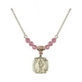 thumbnail image 1 of 18-Inch Hamilton Gold Plated Necklace with 4mm Rose Pink October Birth Month Stone Beads and Saint Florian Charm, 1 of 1