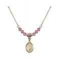 thumbnail image 1 of 18-Inch Hamilton Gold Plated Necklace with 4mm Rose Pink October Birth Month Stone Beads and Saint Jerome Charm, 1 of 1