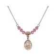 thumbnail image 1 of 18-Inch Hamilton Gold Plated Necklace with 4mm Rose Pink October Birth Month Stone Beads and Saint Rosalia Charm, 1 of 1